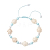 Adjustable Ocean Turtle Synthetic Turquoise & Dyed Round Natural Howlite & Imitation Pearl Braided Bead Anklets for Womem AJEW-AN00785-3
