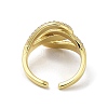 Brass with Cubic Zirconia Open Cuff Rings for Women RJEW-A035-18G-3
