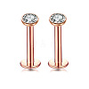 Flat Round Stainless Steel Clear Cubic Zirconia Threadless Labrets WG955BE-09-1