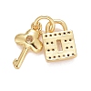 Rack Plating Brass Cubic Zirconia Pendants Findings KK-E275-21G-2
