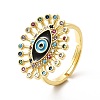 Colorful Cubic Zirconia Evil Eye with Enamel Adjustable Ring KK-H439-46G-1