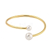 Rack Plating Brass & Round ABS Plastic Imitation Pearl Open Cuff Bangles BJEW-Q347-03G-2