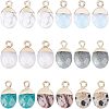 Electroplate Gemstone Charms G-FH0001-11G-1