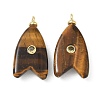 Brass & Natural Tiger Eye & Cubic Zirconia Pendants GG-CBAD360-20G-01-1
