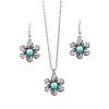 Synthetic Turquoise Pendant Necklaces & Dangle Earrings Sets WGE96E9-02-2