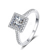 Square Rhodium Plated 925 Sterling Silver Pave 6.5x3.9mm Moissanite Finger Rings for Women WG02E28-03-5