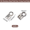 300Pcs 304 Stainless Steel Fold Over Crimp Cord Ends STAS-SP0001-76-2
