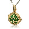 Golden Tone Brass Hollow Round Cage Pendants KK-J231-04G-2