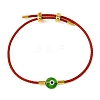 Lampwork Evil Eye & Brass Beaded Bangle BJEW-A008-01C-1