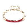 Waxed Cotton Cords Braided Link Bracelets BJEW-JB09963-05-1