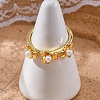 Flower Brass Open Cuff Rings for Women RJEW-G341-01G-2