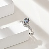 Rhodium Plated 925 Sterling Silver Moissanite Adjustable Rings for Women RJEW-U038-11G-2