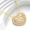 Brass Pave Clear Cubic Zirconia Heart Pendant Necklaces for Women NJEW-K381-07B-G-1