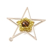 Natural Tiger Eye & Handmade Glass Seed Beaded Star Pendants PALLOY-MZ00496-02-4