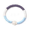 2Pcs Flat Round Handmade Polymer Clay Heishi Beaded Stretch Bracelets BJEW-JB11802-3