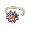 Daisy Enamel Rotatable Cuff Rings for Women RJEW-M016-05P-3