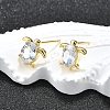 Brass Micro Pave Clear Cubic Zirconia Stud Earrings EJEW-H157-03G-01-2