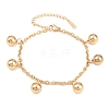 304 Stainless Steel Round Beaded Charm Bracelets BJEW-B171-05G-2