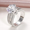 Brass Micro Pave Cubic Zirconia Finger Rings for Women FS-WGB56BB-04-1