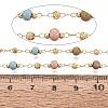 Handmade Brass & Glass Beaded Link Chains CHC-Q021-02B-G-3
