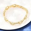 Oval Brass Micro Pave Clear Cubic Zirconia Link Chain Bracelets for Women BJEW-T025-03C-G-5