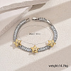 Brass Micro Pave Clear Cubic Zirconia Link Bracelets for Women MW2508-2-5