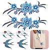 WADORN 6Pcs 4 Style Swallow & Flower Computerized Embroidery Iron on/Sew on Patches PATC-WR0001-02-1