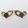 Vintage Tibetan Style Alloy Open Heart Pendant Cabochon Bezel Settings X-TIBEP-M018-106AB-NF-2