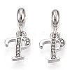 Platinum Rack Plating Alloy Rhinestone European Dangle Charms PALLOY-T048-36P-P-1