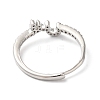 Rack Plating Brass Cubic Zirconia Arabic Letters Adjustable Rings for Women RJEW-S407-10P-07-3
