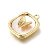 Brass Pave Natural White Shell Pendants LS-KK-U061-07G-2