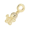 Brass Micro Pave Clear Cubic Zirconia Sea Animal European Dangle Charms KK-B159-04G-01-2
