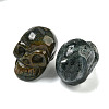 Halloween Natural Moss Agate Skull Figurines DJEW-L021-01A-2