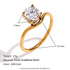 304 Stainless Steel with Clear Cubic Zirconia Finger Rings FS-WGBB24B-08-2