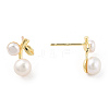 Natural Pearl Cherry Stud Earrings with 925 Sterling Silver Pins EJEW-T019-03G-4