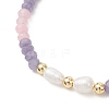 Dyed Natural Malaysia Jade & Natural Cultured Freshwater Pearl Beaded Bracelets for Women BJEW-JB13154-4