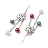 Glass with Alloy Enamel Snowflake Charm Dangle Earrings for Women EJEW-TA00559-4