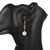 Flat Round Natural Amber & Keshi Pearl Dangle Earrings EJEW-JE07360-01-2