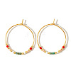 Colorful Original Design Brass Glass Seed Beads Hoop Earrings AJ3683-5