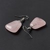 Natural Rose Quartz Trapezoid Dangle Earrings EJEW-D188-02P-01-3