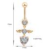 Piercing Jewelry Heart Angel of Mercy Real 18K Gold Plated Brass Cubic Zirconia Navel Ring Belly Rings AJEW-EE0001-19A-2