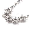 Clear Cubic Zirconia Star Pendant Necklace with Brass Curb Chains for Women NJEW-E042-01P-3