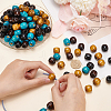 HOBBIESAY 120Pcs 4 Colors Natural Wood Dyed Beads WOOD-HY0001-17-3