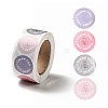 Flat Round Rose Pattern Thank You Paper Stickers Roll DIY-D078-10-1