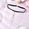 Brass Layered Leaf Tassel Thigh Leg Chains AJEW-AN00656-2