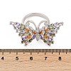 Butterfly Brass Micro Pave Colorful Cubic Zirconia Finger Rings for Women RJEW-G343-30P-01-5