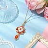 Handmade Glass Seed Beads and Glass Pearl Round Pendants Necklaces NJEW-MZ00057-03-2