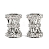 Brass Micro Pave Clear Cubic Zirconia European Beads KK-F906-22P-1