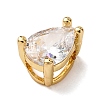 Teardrop Brass Micro Pave Cubic Zirconia Slide Charms KK-C119-16G-12-2