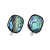304 Stainless Steel Pave Natural Paua Shell Stud Earring Findings STAS-Z125-07P-2